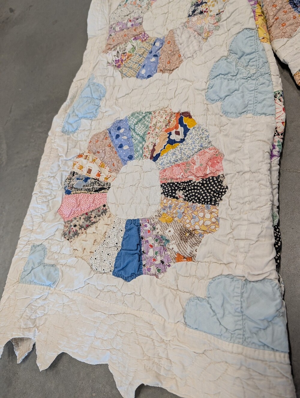 WIDE LEG QUILT PANTS vintage patchwork feedsack M - Picture 13 of 16